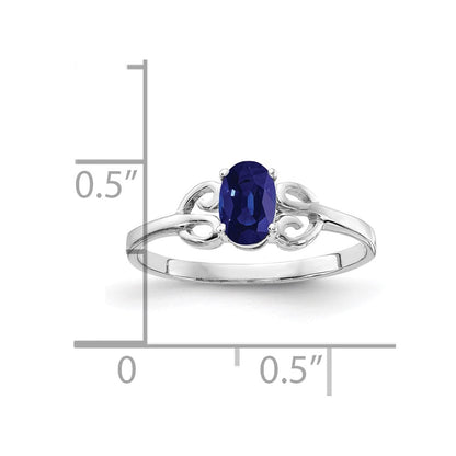 14K Weißgold Ring mit ovalem Saphir 6x4 mm