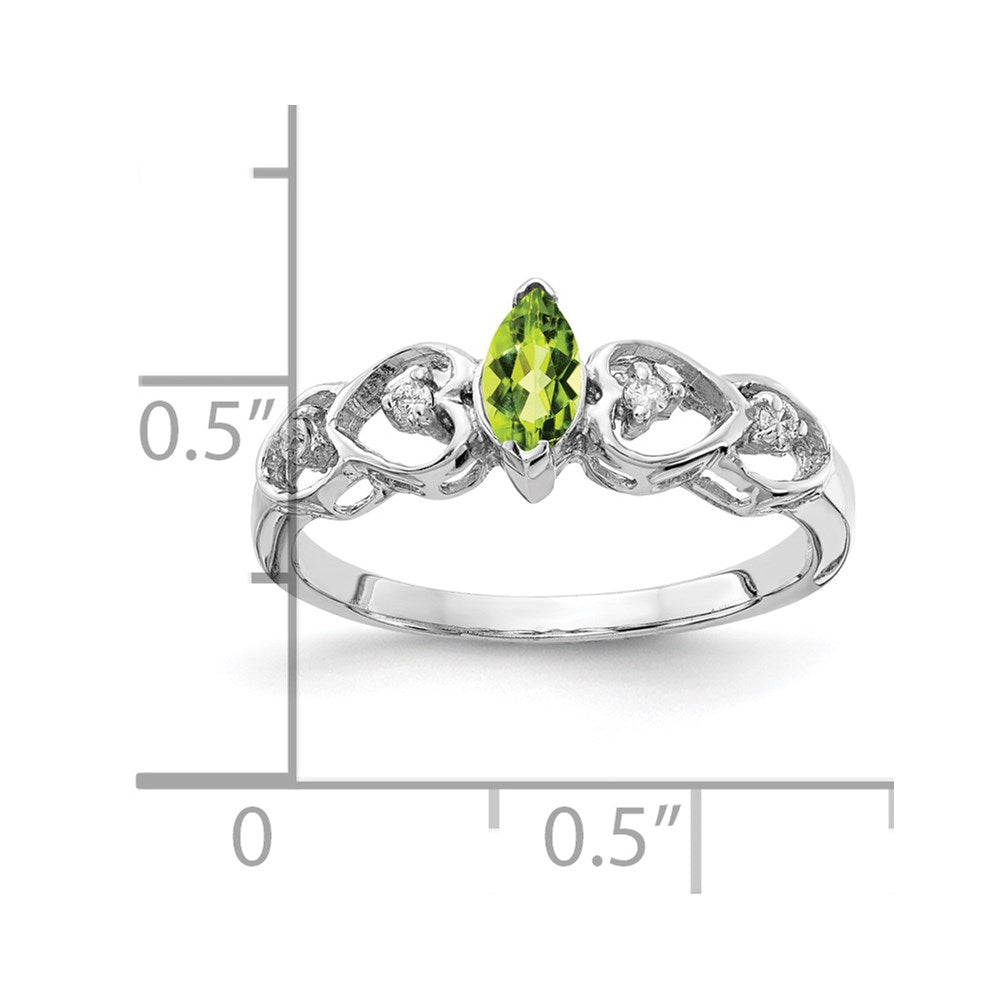 14K Weißgold 6x3mm Marquise Peridot A Echt Diamant Ring
