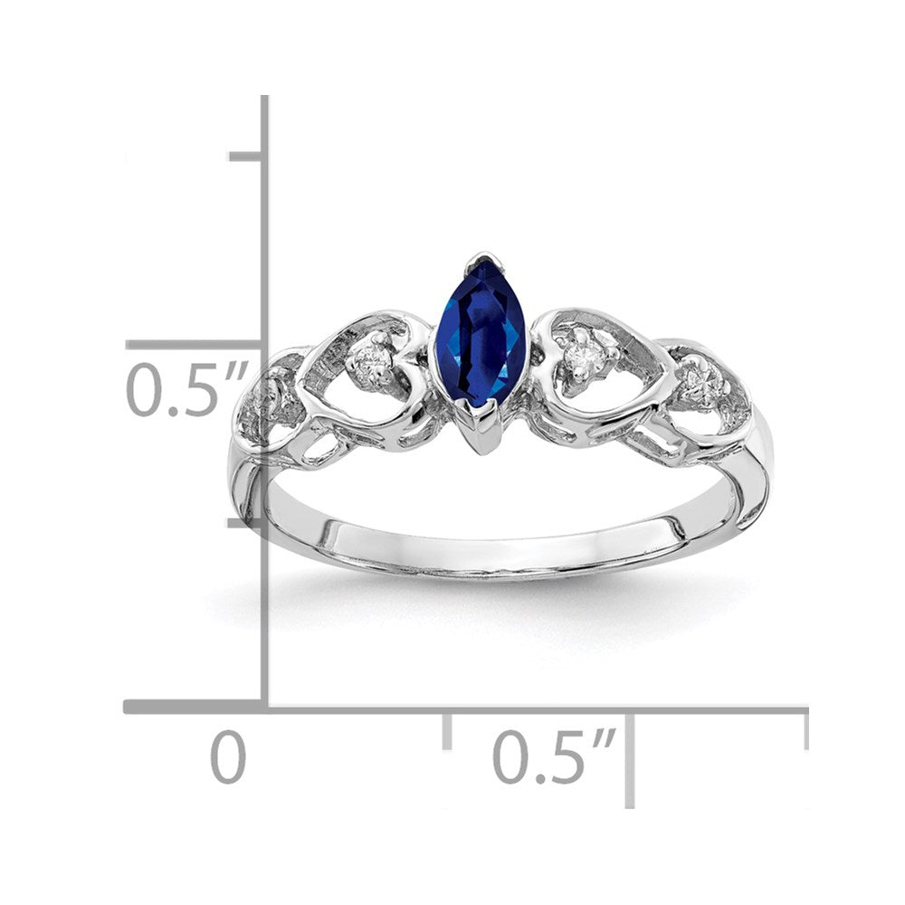 14K Weißgold 6x3mm Marquise Saphir A Echt Diamant Ring