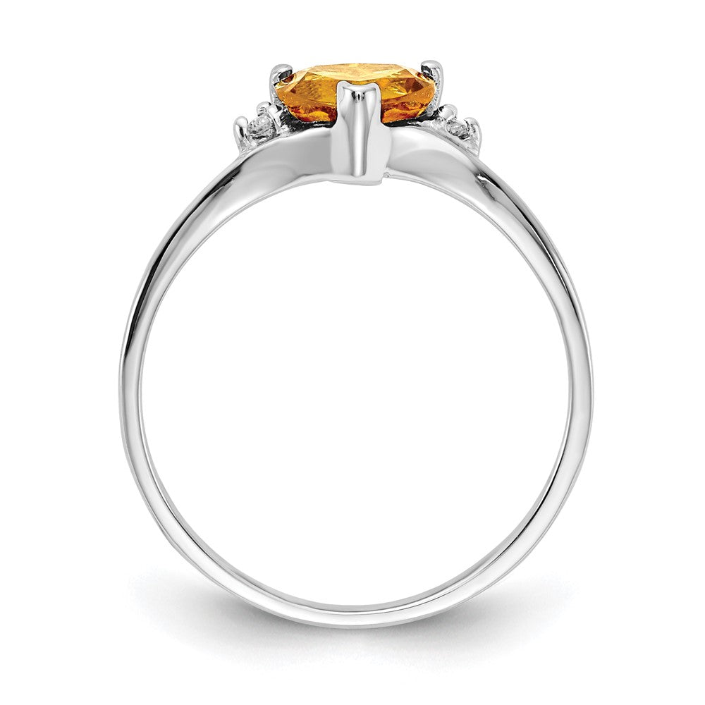 Ring aus 14K Weißgold mit 6-mm-Citrin AAA im Herzschliff und echten Diamanten