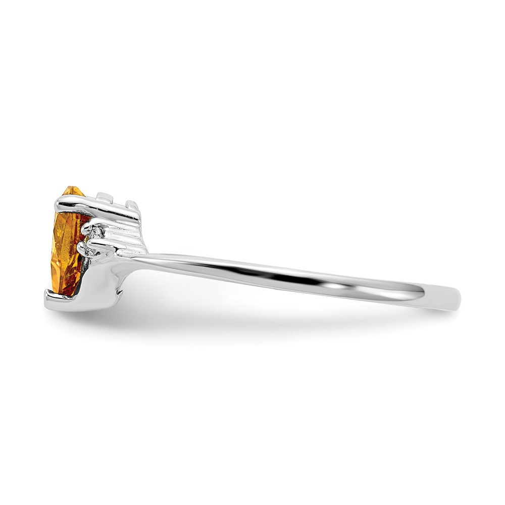 14K Weißgold Ring mit Herz-Citrin AA 6 mm und echten Diamanten