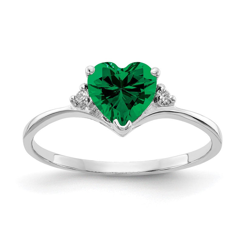 14K Weißgold Ring mit 6-mm-Herz-Fassung, Mount-St.-Helens-Stein und VS echten Diamanten