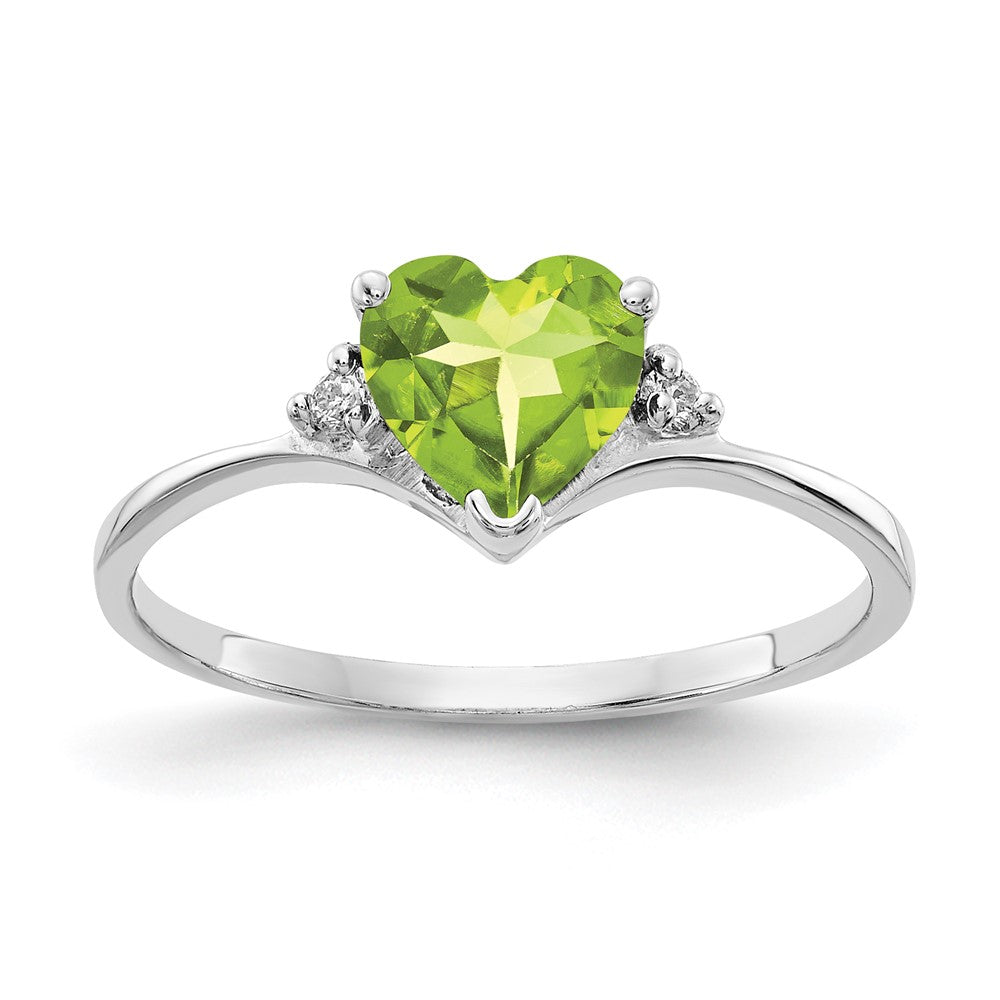14K Weißgold 6mm Herz Peridot A Echt Diamant Ring