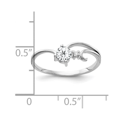 14K Weißgold Ring, 4 mm, mit Zirkonia AA und echtem Diamant