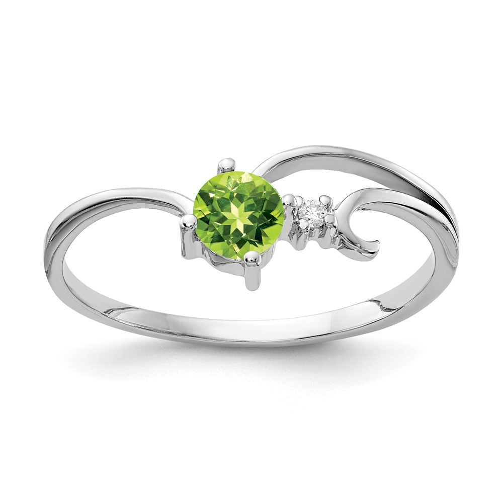 14K Weißgold 4mm Peridot A Echt Diamant Ring