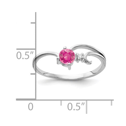 14K Weißgold 4mm Rosa Turmalin A Diamant Ring