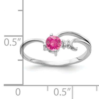 14K Weißgold 4mm Rosa Turmalin Aa Diamant Ring