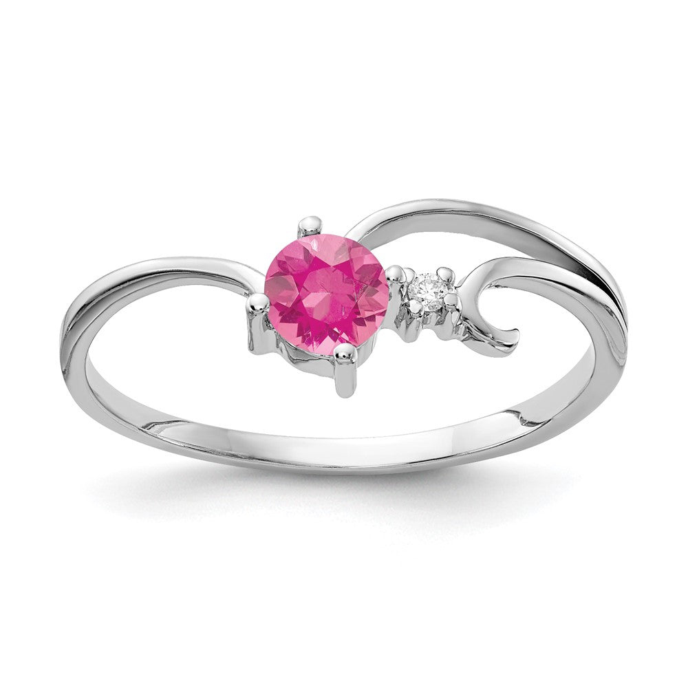 14K Weißgold 4mm Rosa Turmalin Aaa Diamant Ring