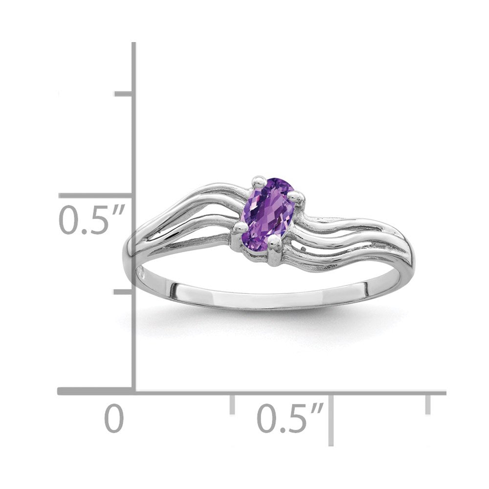 14K Weißgold Ring mit ovalem Amethyst, 5x3 mm