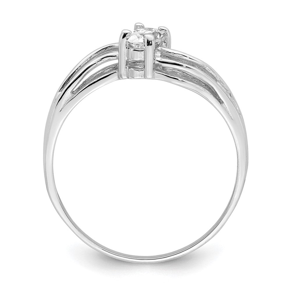14K Weißgold 5x3mm Oval Zirkonia Ring