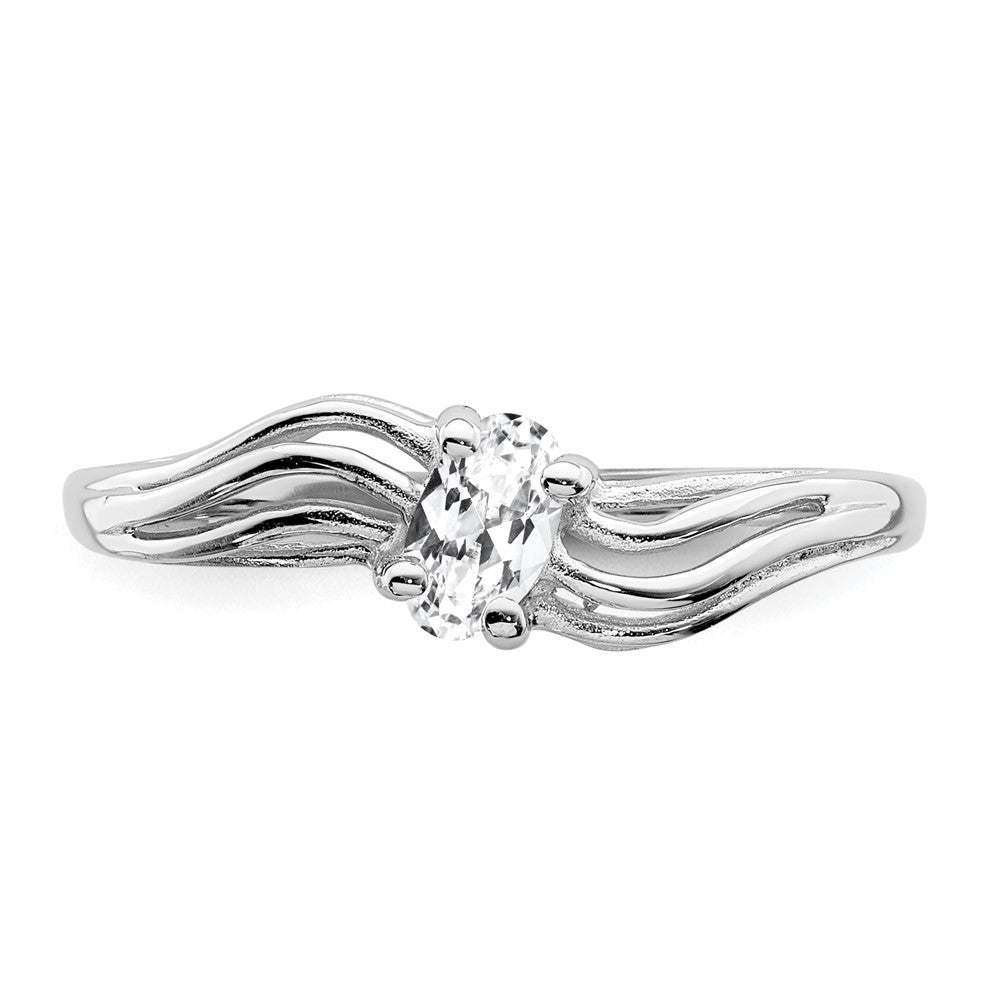 14K Weißgold 5x3mm Oval Zirkonia Ring