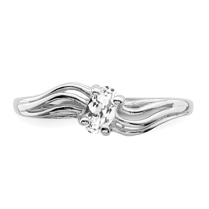 14K Weißgold 5x3mm Oval Zirkonia Ring