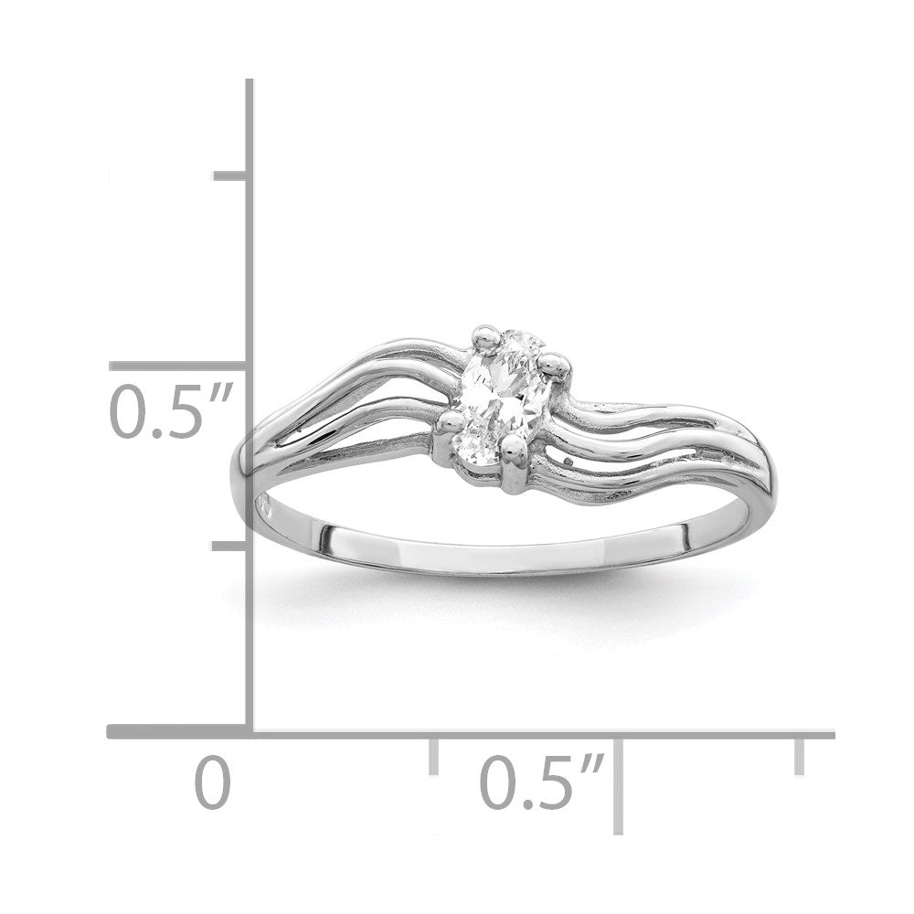 14K Weißgold 5x3mm Oval Zirkonia Ring