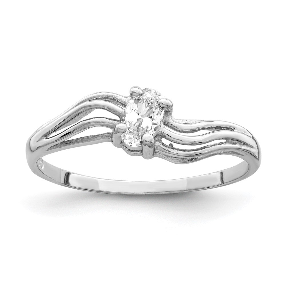 14K Weißgold 5x3mm Oval Zirkonia Ring