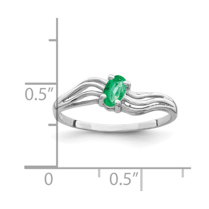 14K Weißgold Ring mit 5x3mm ovalem Smaragd