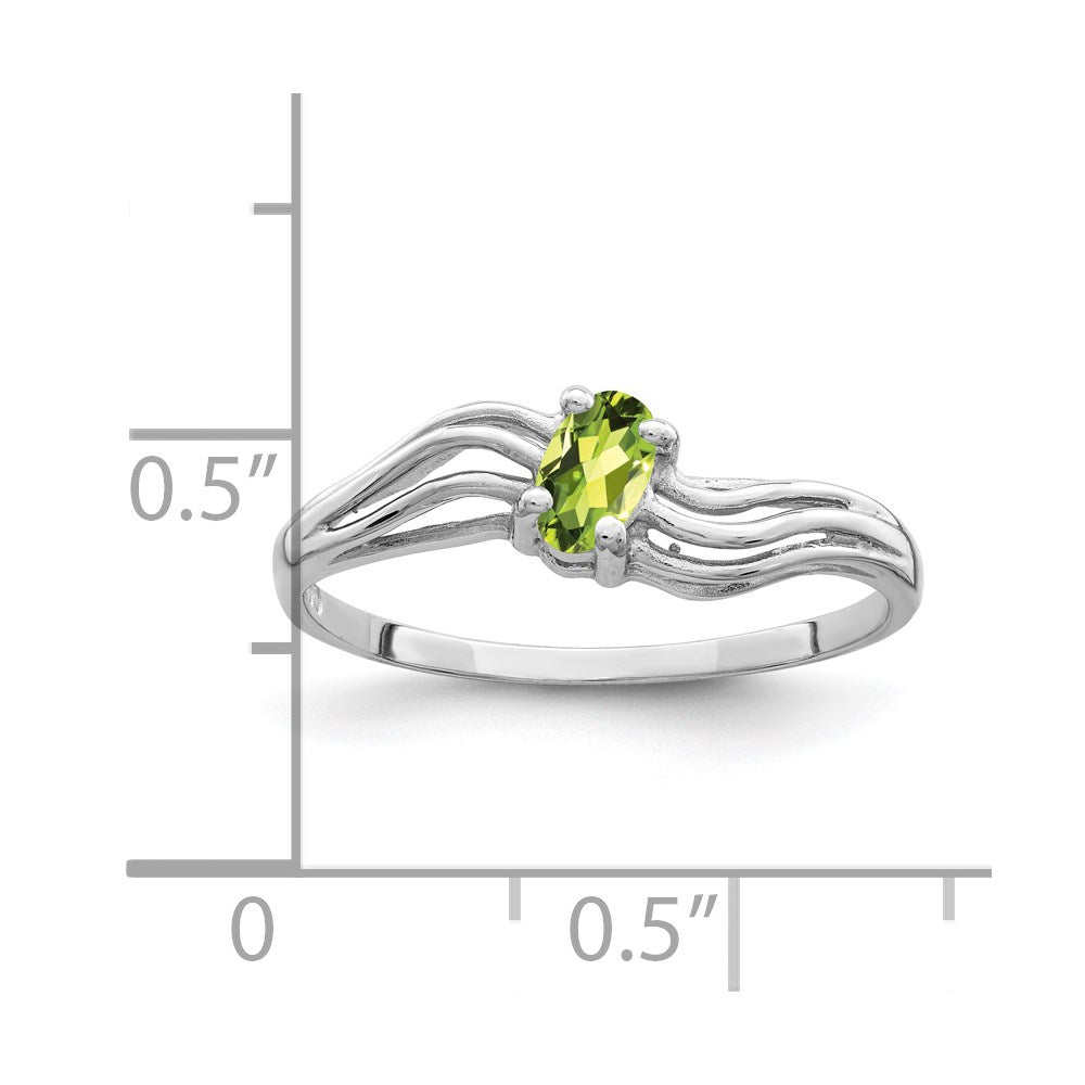14K Weißgold Ring mit ovalem Peridot 5x3mm