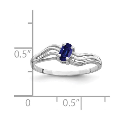 14K Weißgold Ring mit 5x3mm ovalem Saphir