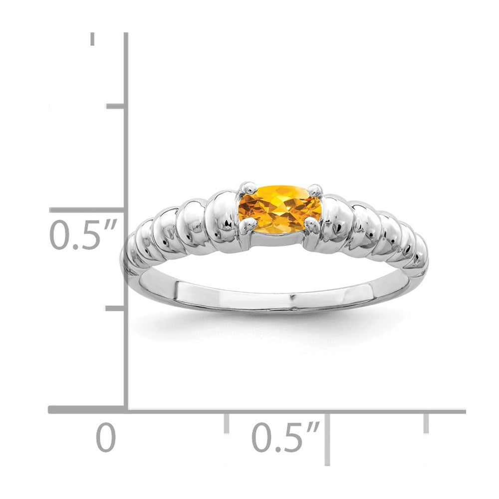 14K Weißgold Ring mit ovalem Citrin, 5x3 mm