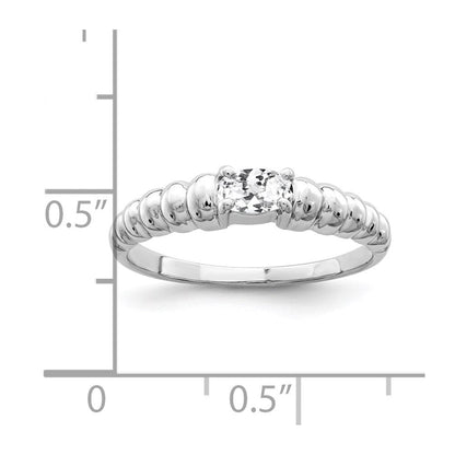 14K Weißgold Ring mit ovalem Zirkonia, 5 x 3 mm