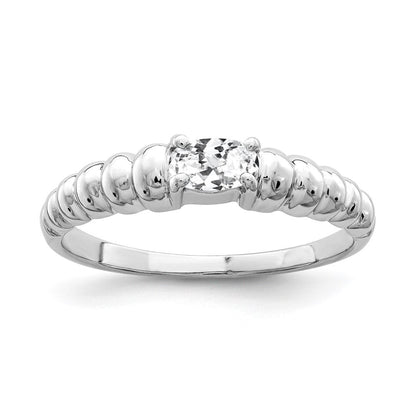 14K Weißgold Ring mit ovalem Zirkonia, 5 x 3 mm