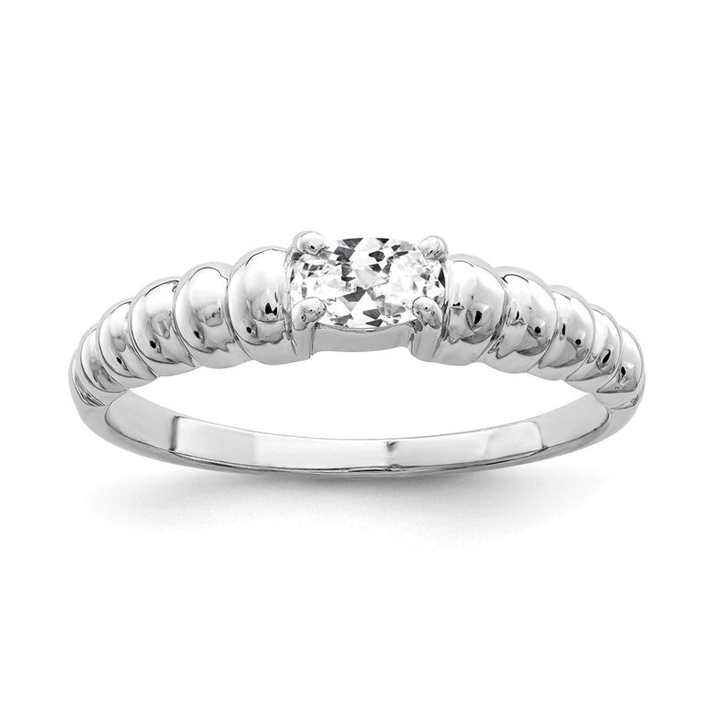 14K Weißgold Ring mit ovalem Zirkonia, 5 x 3 mm
