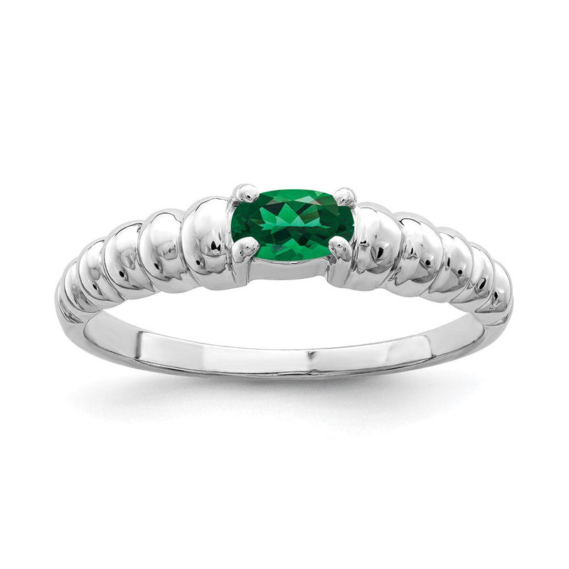 Massiver Ring aus 14K Weißgold mit ovalem Mount-Saint-Helens-Stein, 5 x 3 mm