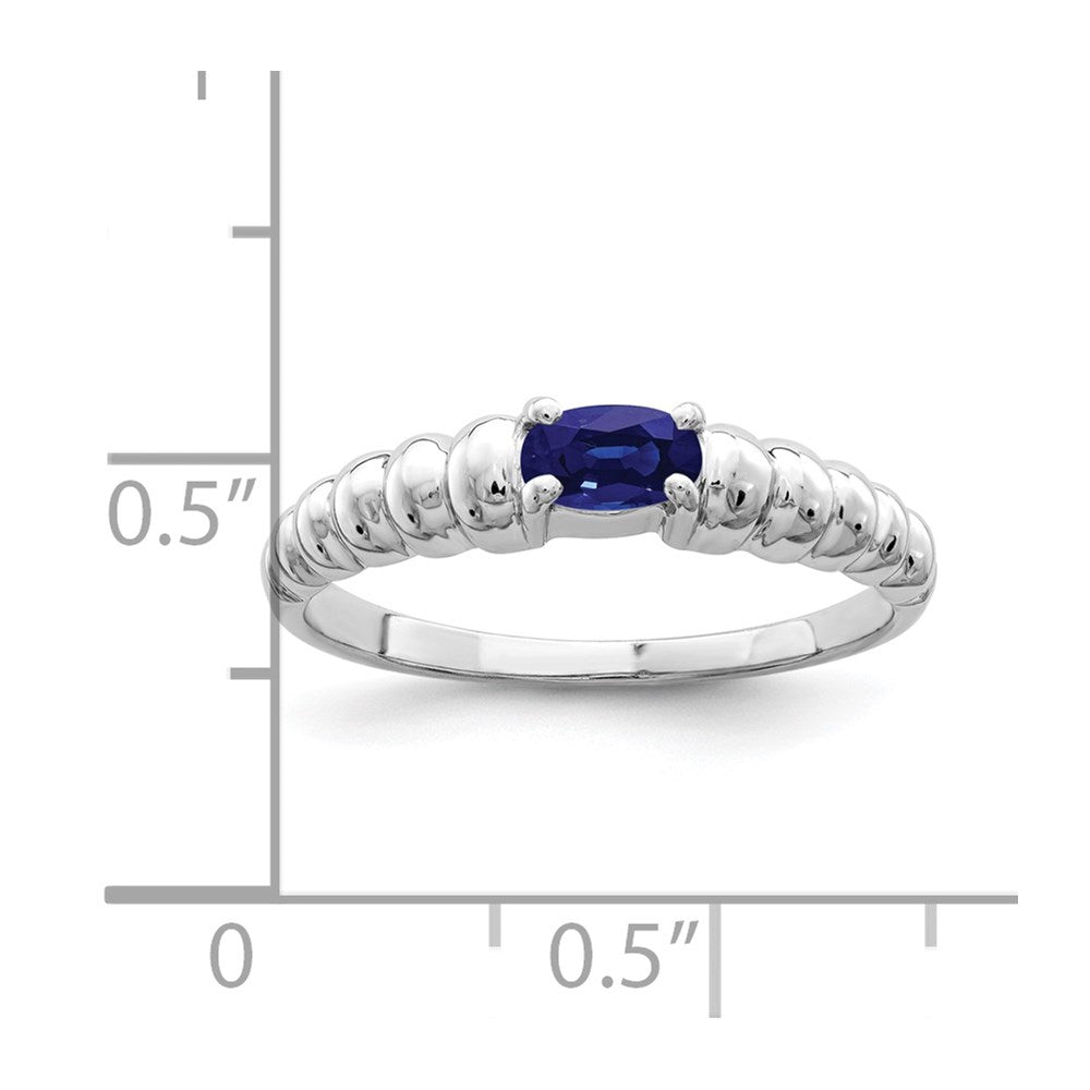 14K Weißgold Ring mit ovalem Saphir 5 x 3 mm