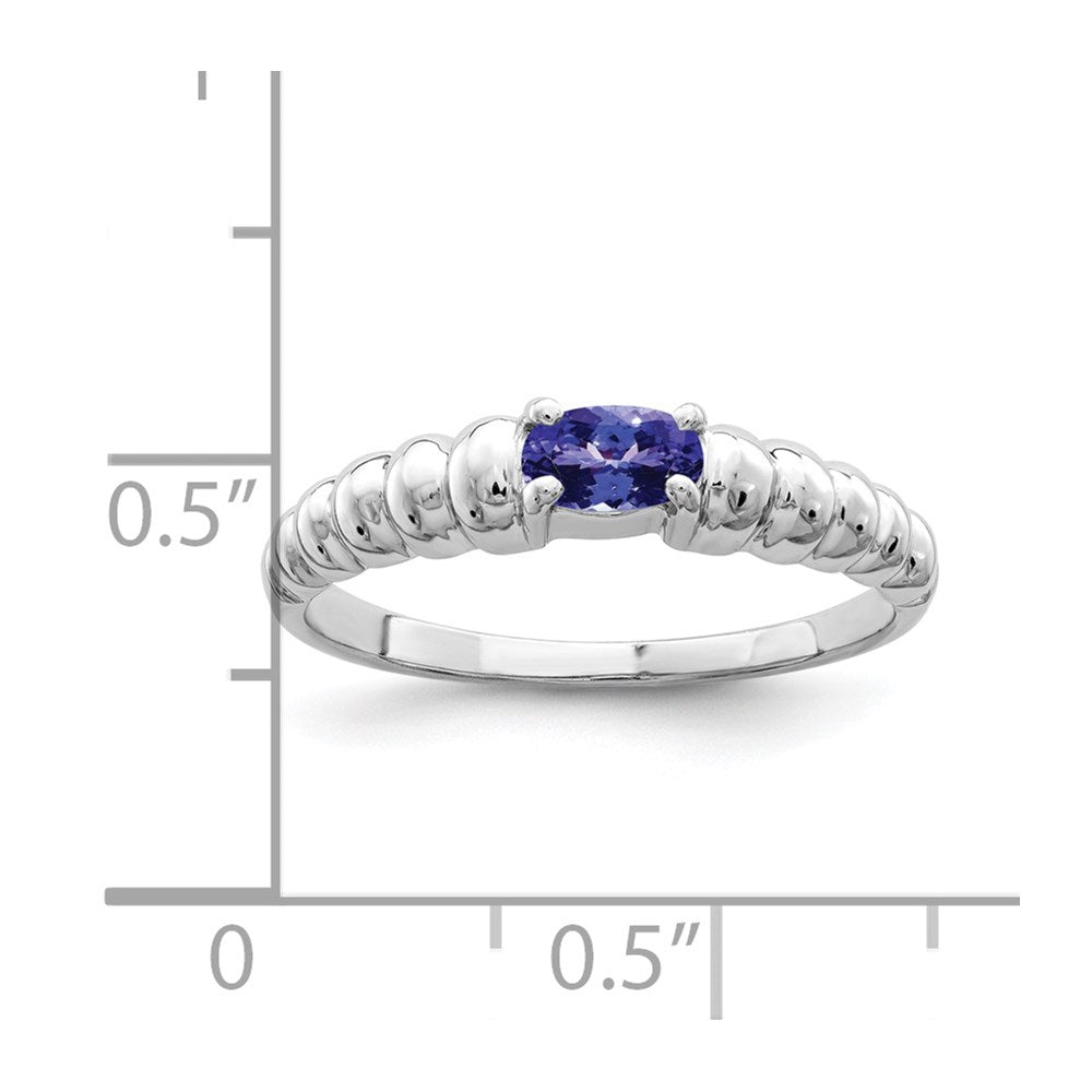 14K Weißgold 5x3mm Oval Tansanit Ring