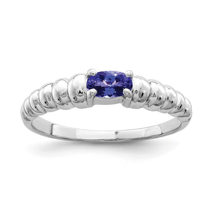 14K Weißgold 5x3mm Oval Tansanit Ring