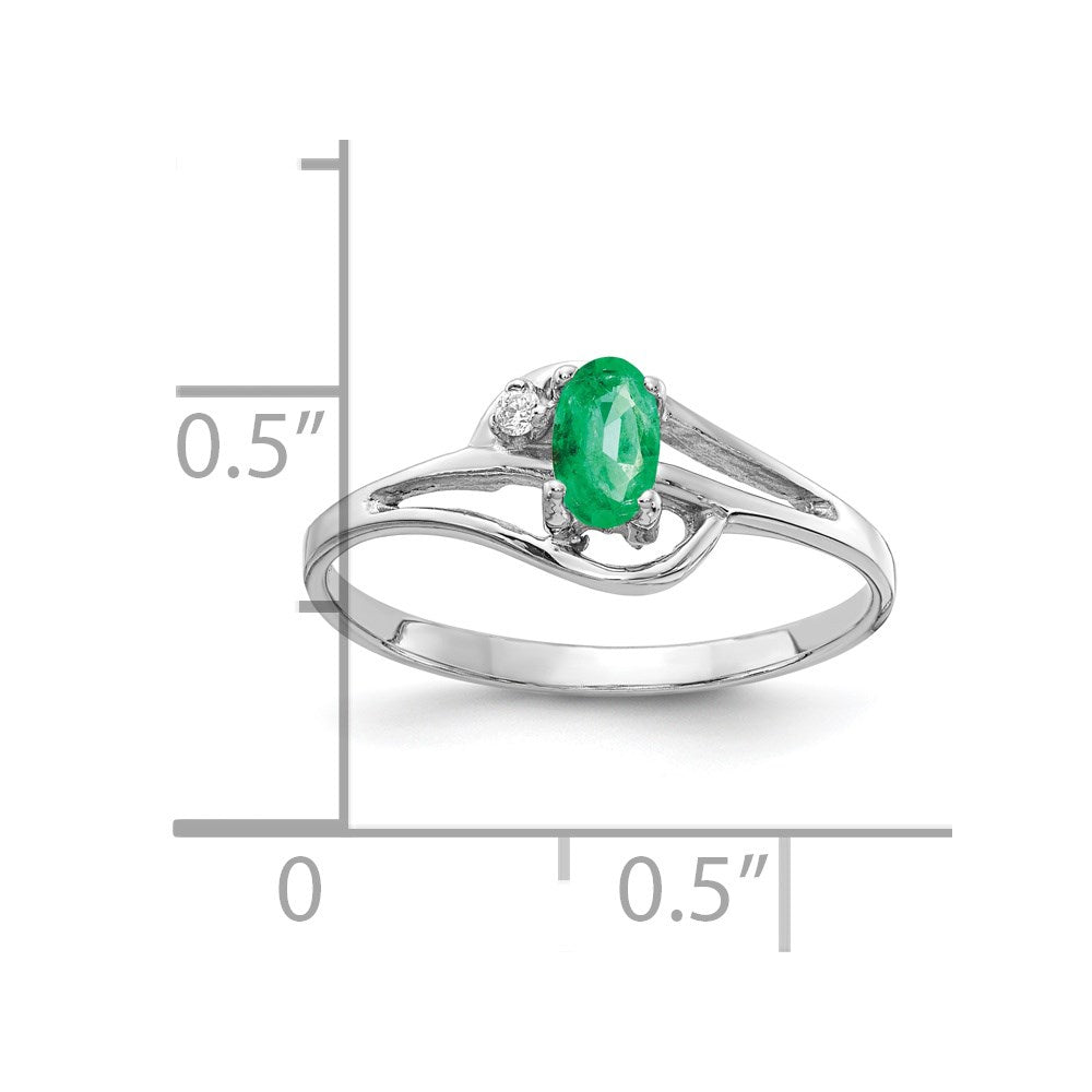 14K Weißgold 5x3mm Oval Smaragd A Diamant Ring