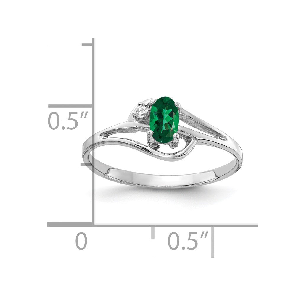 14K Weißgoldring mit ovalem St.-Helens-Stein AAA 5x3 mm und echtem Diamanten