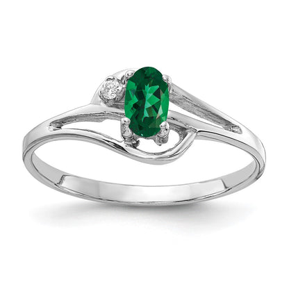 14K Weißgoldring mit ovalem St.-Helens-Stein AAA 5x3 mm und echtem Diamanten
