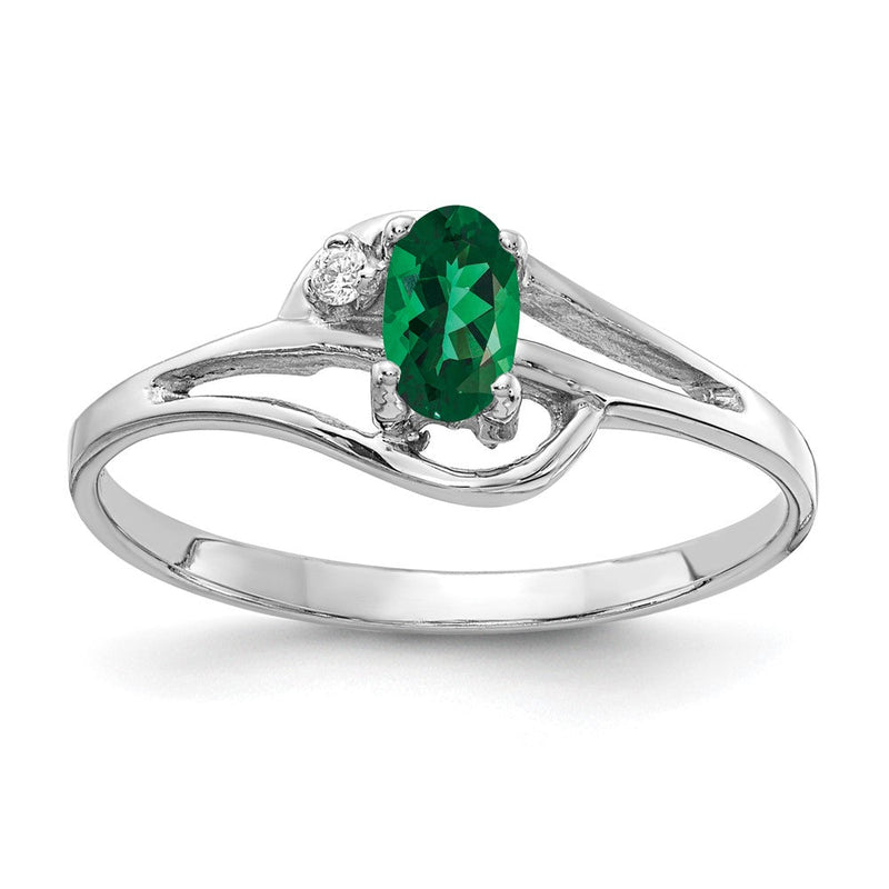 14K Weißgold Ring mit 5x3 mm ovalem St.-Helens-Stein und echten VS-Diamanten