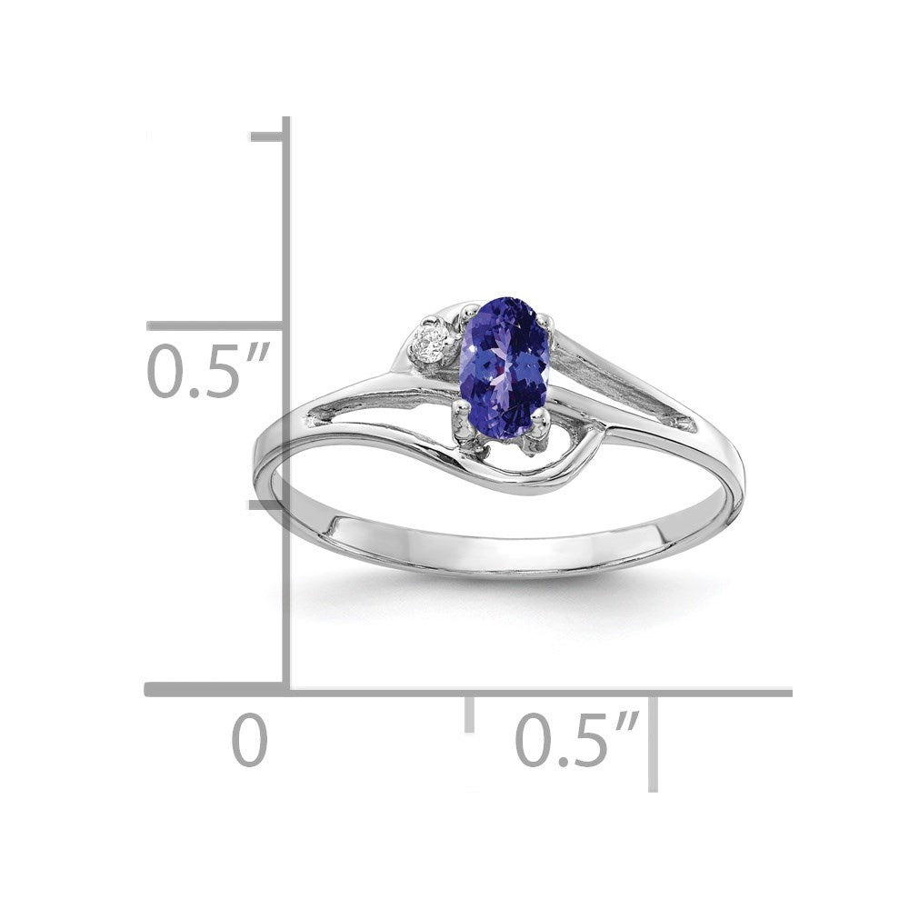 14K Weißgold 5x3mm Oval Tansanit Aa Diamant Ring