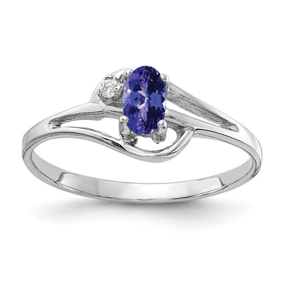 14K Weißgold 5x3mm Oval Tansanit Aaa Diamant Ring