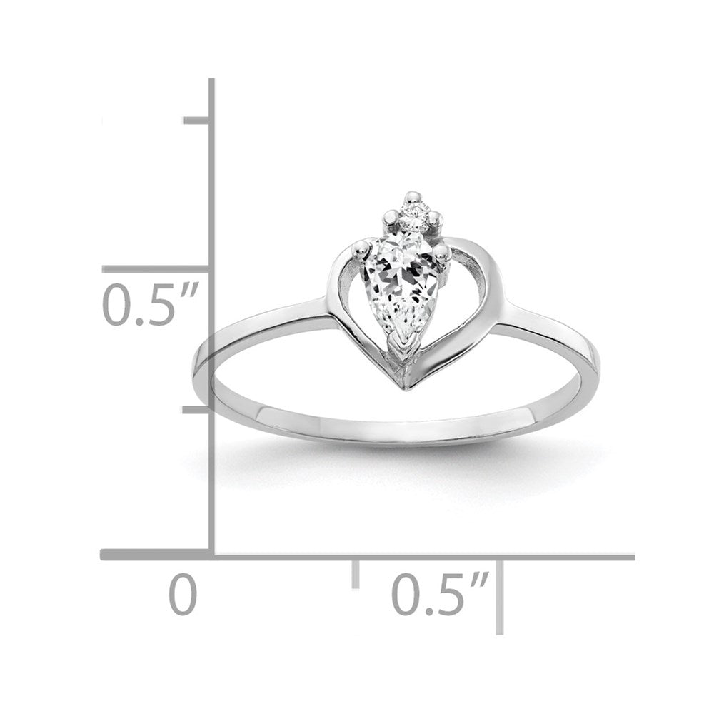 14-Karat-Weißgold-Ring mit 5x3-mm-Zirkonia im Tropfenschliff, AA-Qualität, mit echtem Diamant