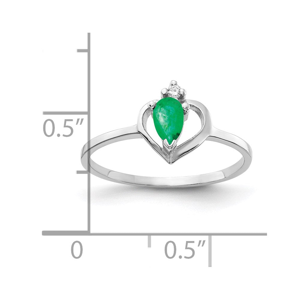 14K Weißgold 5x3mm Tropfen Smaragd Aaa Diamant Ring