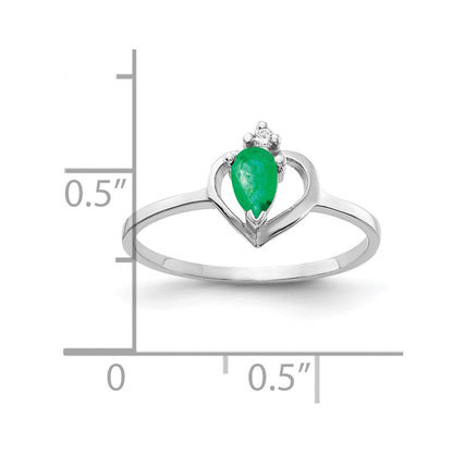 14K Weißgold 5x3mm Tropfen Smaragd Aaa Diamant Ring