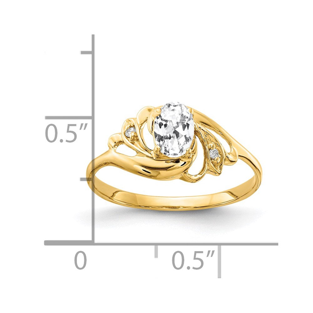 Massiv 14K Gelbgold 6x4mm Oval Zirkonia Aa Synthetisch Zirkonia Ring