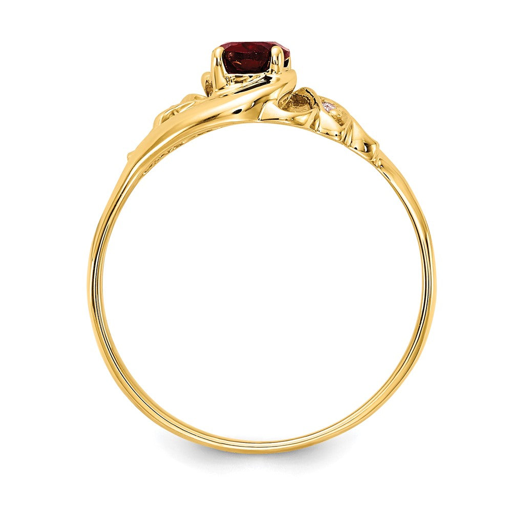 14-Karat-Gelbgold-Ring mit ovalem 6x4-mm-Granat AA und echten Diamanten