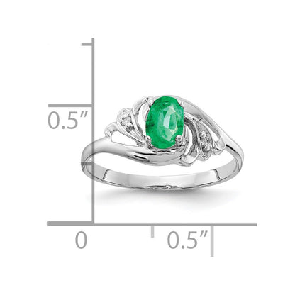 14K Weißgold 6x4mm Oval Smaragd A Echt Diamant Ring