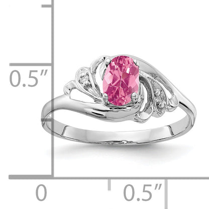 14K Weißgold 6x4mm Oval Rosa Turmalin Vs Diamant Ring