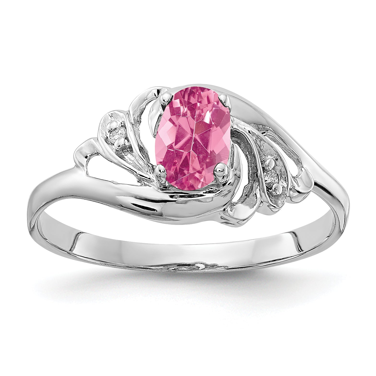 14K Weißgold 6x4mm Oval Rosa Turmalin Vs Diamant Ring