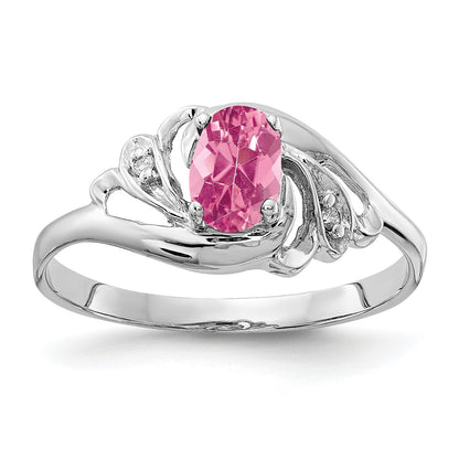 14K Weißgold 6x4mm Oval Rosa Turmalin Vs Diamant Ring