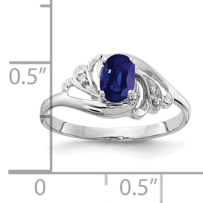14K Weißgold 6x4mm Oval Saphir A Echt Diamant Ring