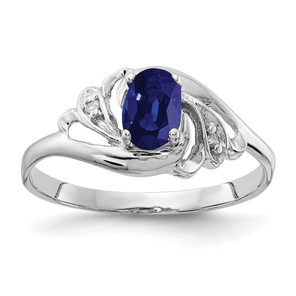 14K Weißgold 6x4mm Oval Saphir A Echt Diamant Ring