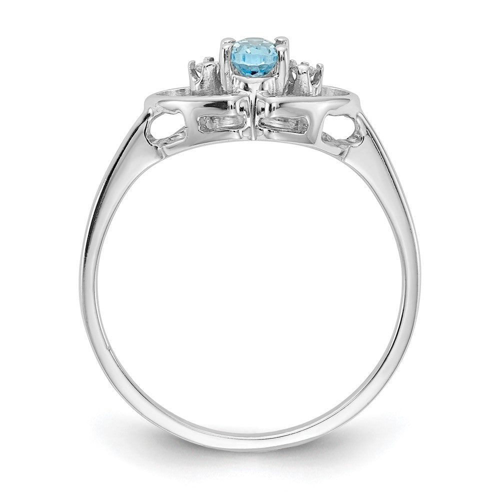 14K Weißgold Blautopas & Aa Diamant Ring