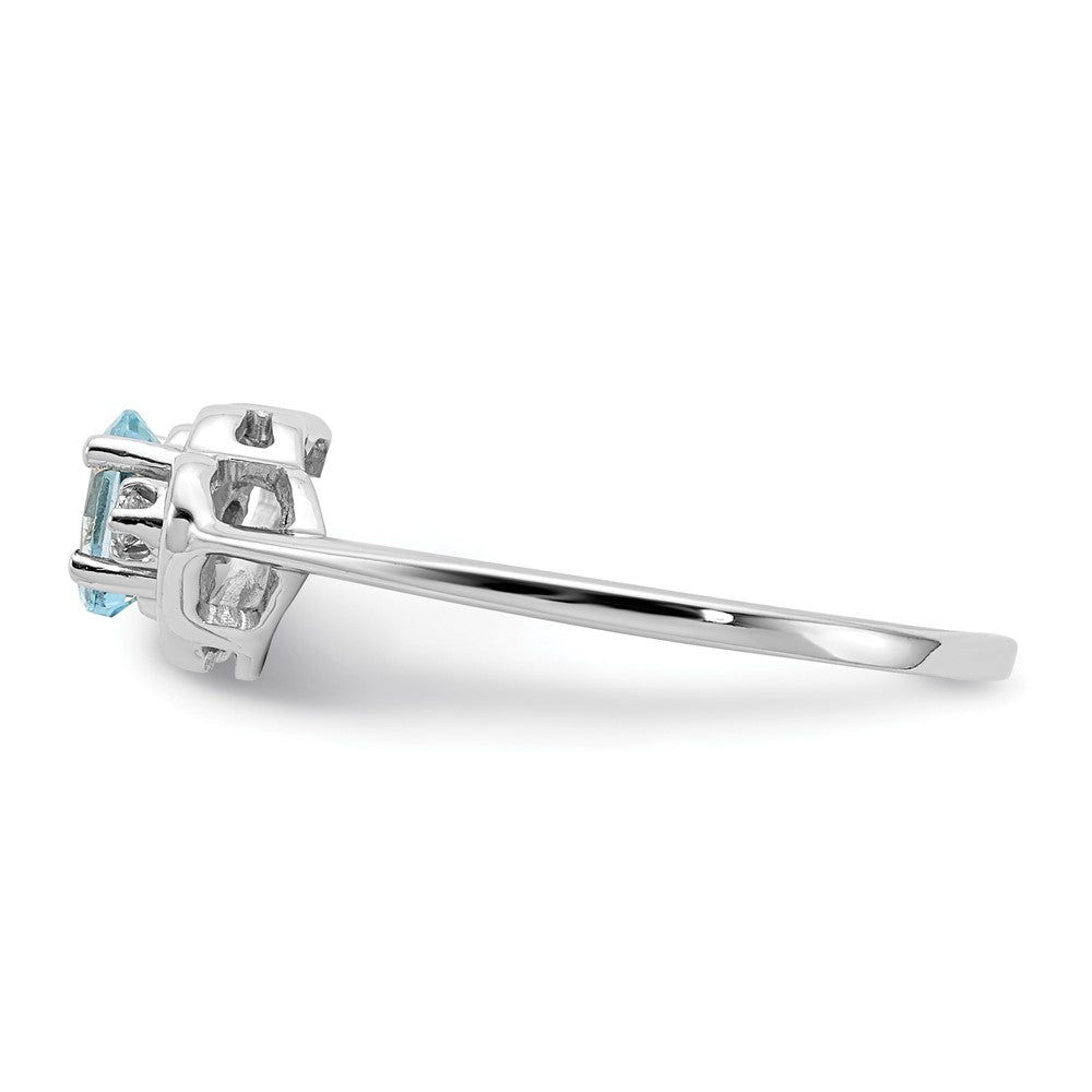 14K Weißgold Blautopas & Aa Diamant Ring
