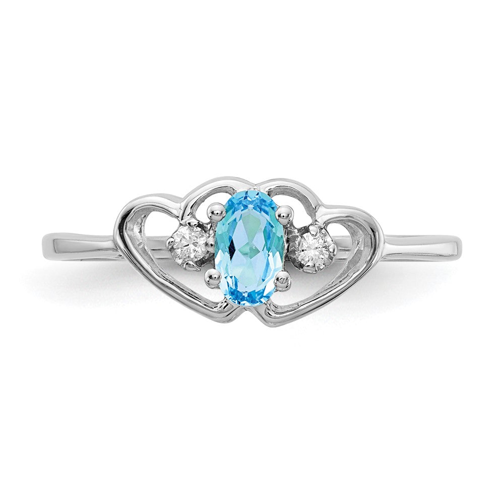 14K Weißgold Blautopas & Aa Diamant Ring