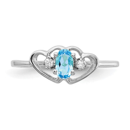 14K Weißgold Blautopas & Aa Diamant Ring